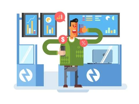 Stocks broker character Stock Illustration