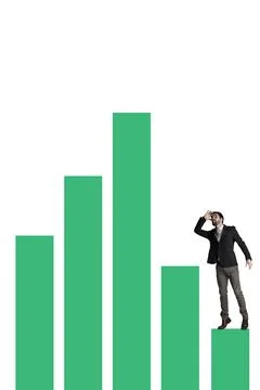 Stocks, fall or man on graph for bear market, investment loss and value decline 写真素材