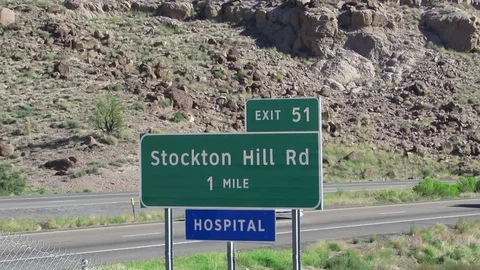 Stockton Hill Rd Exit 51 Sign on Interstate 40 in Kingman Arizona  Stock Footage 80871316