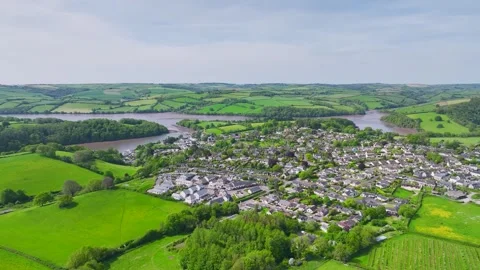 Stoke Gabriel from a drone, Devon, South Hams, England Stock Footage 241463125