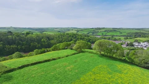 Stoke Gabriel from a drone, Devon, South Hams, England Stock Footage 241493695
