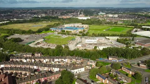 Stoke on Trent Panning Drone Stock Footage 250167548