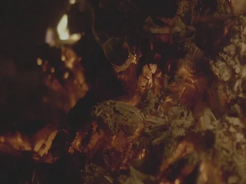 Stoking the fire  Stock Footage 80577345