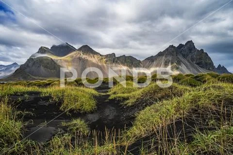 Stokknes, a Vestrahorn, Southeast Iceland,Iceland Stock Photos