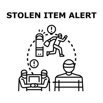 Stolen item alert system warning criminals concept Stockillustratie