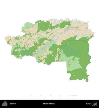 Stolin District, Belarus, isolated on white. Topographic French Stock Illustration