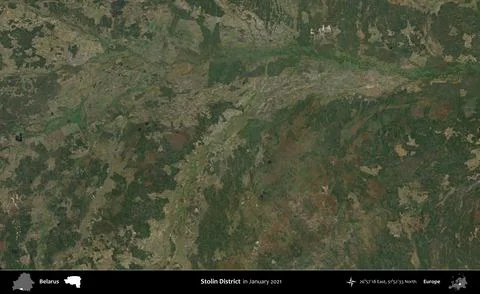 Stolin District, Belarus. Sentinel - World Cover Mosaic. January 2021 Stock Illustration