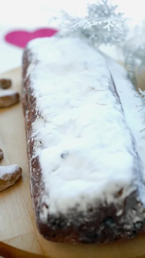 Stollen, German Christmas Bread Stock Footage 322133489