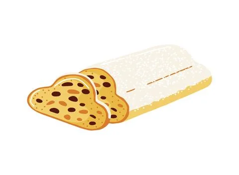 Stollen german pastry for christmas time.Vector illustration on white background Stock Illustration