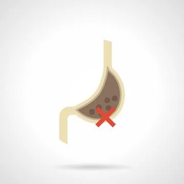 Stomach ache flat color vector icon Stock Illustration