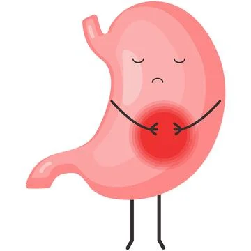 Stomach ache vector cute sad character icon イラスト素材