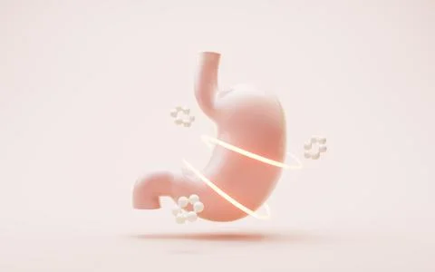 Stomach and nutrient absorption, 3d rendering. Illustrazione stock