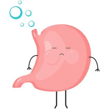 Stomach bloating vector cute sad character icon Stockillustratie