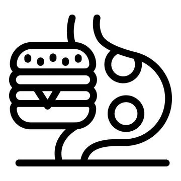 Stomach digesting cheeseburger, digestive problems and fast food concept Stock Illustration