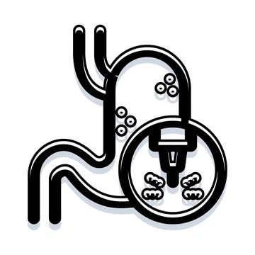 Stomach endoscopy procedure diagnosing bacteria infection icon Stock Illustration