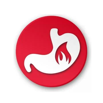 Stomach with fire. Red drawing Illustration