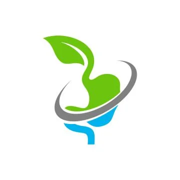 Stomach with Leaf logo design concept, Healthy Stomach logo Template Vector - Stock Illustration