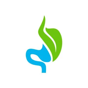 Stomach with Leaf logo design concept, Healthy Stomach logo Template Vector - Stock Illustration