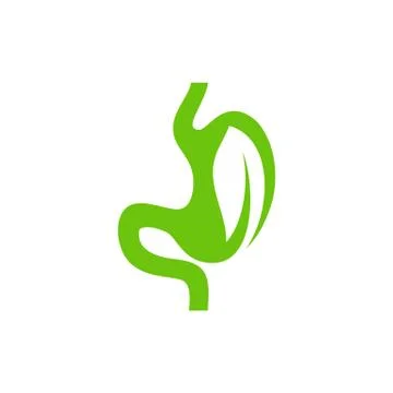 Stomach with Leaf logo design concept, Healthy Stomach logo Template Vector - Stockillustratie