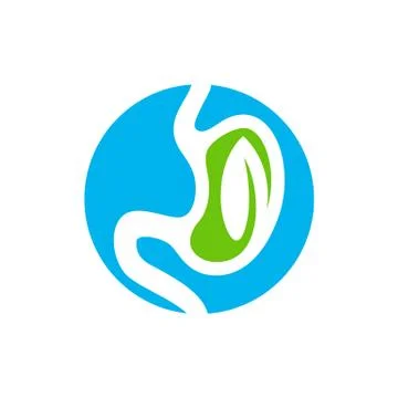 Stomach with Leaf logo design concept, Healthy Stomach logo Template Vector - Stock Illustration