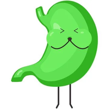 Stomach nausea vector cute sick character icon Stock Illustration