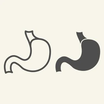 Stomach organ line and solid icon. Human gastric organ outline style pictogram 스톡 일러스트