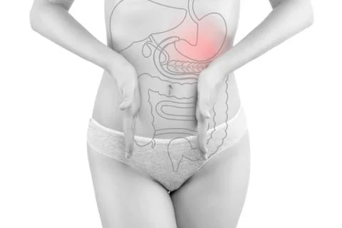 Stomach pain. Stock Illustration