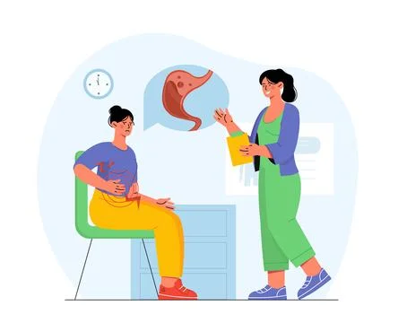 Stomach pain vector concept Stock Illustration