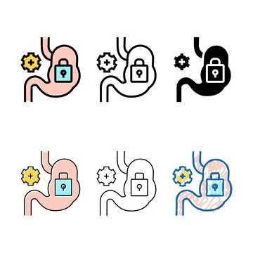 Stomach stylized work stop color icon vector Stock Illustration