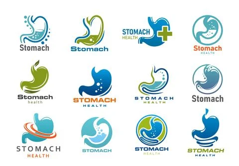 Stomach vector icons, digestive system health care 스톡 일러스트