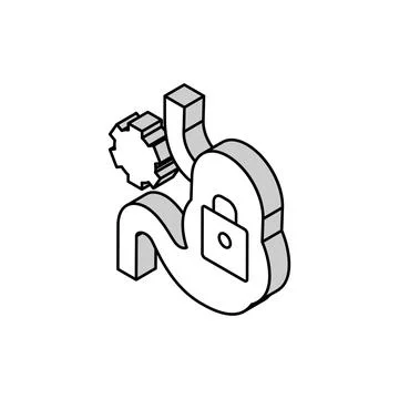 Stomach work stop isometric icon vector illustration Stock Illustration