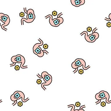 Stomach work stop vector seamless pattern Stock Illustration