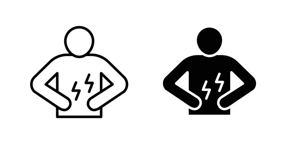 Stomachache icon vector template set in black 스톡 일러스트
