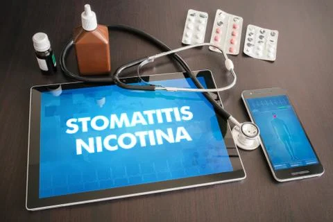 Stomatitis nicotina (cutaneous disease) diagnosis medical concept on tablet.. Stock Photos