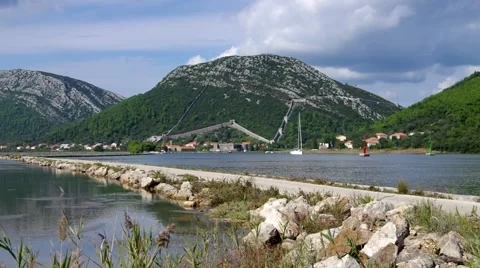 Ston, old castle and town in souther Croatia Stock Footage 52118960