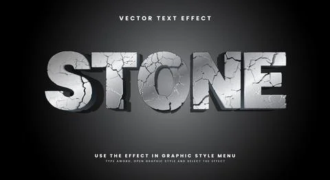 Stone 3d editable text effect Template Stock Illustration