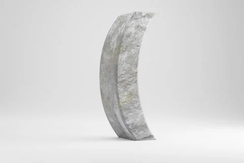 Stone 3d round brackets symbol. Rock textured sign isolated on white backgrou 스톡 일러스트