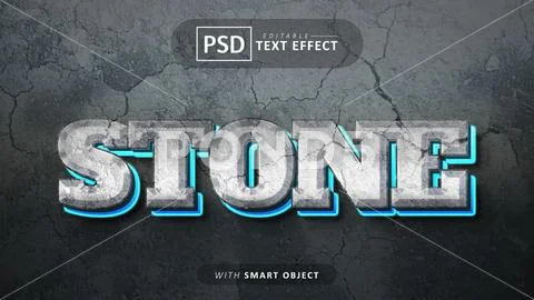 Stone 3d text effect editable PSD Template