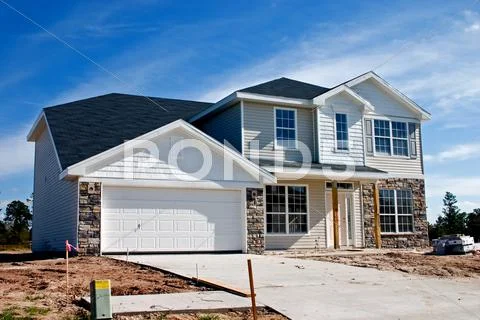Stone accents residential home Stock Photos