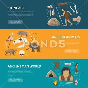 Stone Age Banners Stock Illustration