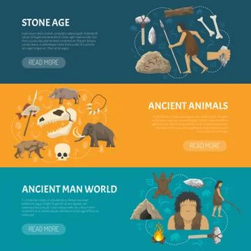 Stone Age Banners Stock Illustration