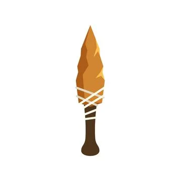 Stone age bludgeon weapon flat vector illustration Stock Illustration