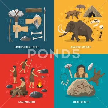 Stone Age Flat Stock Illustration