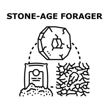 Stone age forager process food gathering vector Stockillustratie