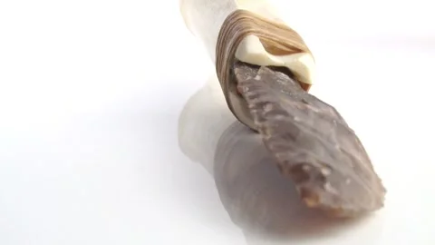 Stone Age Knife with Flintstone Blade - Time Laps 50FPS Stock Footage 276643384