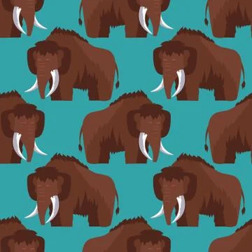 Stone age mammoth seamless pattern color background 스톡 일러스트