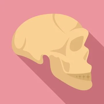 Stone age man skull icon, flat style イラスト素材