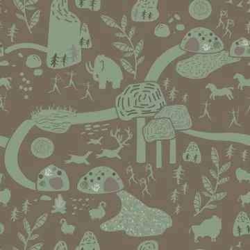 Stone age pattern seamless design graphic Illustrazione stock