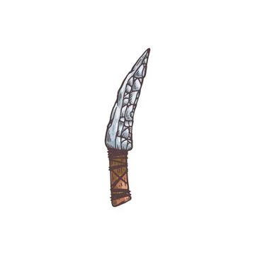 Stone age sharp knife with rock blade, sketch vector illustration isolated. Stock Illustration