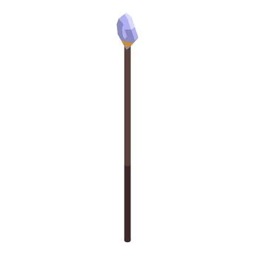 Stone age spear pointing upward on white background Stock Illustration